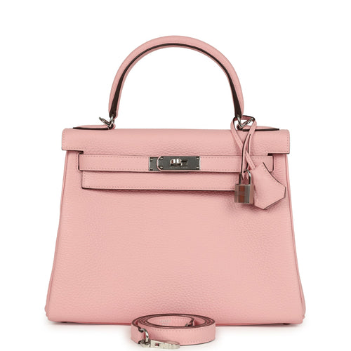 Hermes Kelly Retourne 28 Rose Sakura Clemence Palladium Hardware