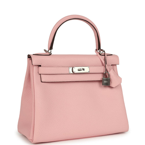Hermes Kelly Retourne 28 Rose Sakura Clemence Palladium Hardware