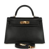 Hermes Kelly Sellier 20 Black Chevre Mysore Gold Hardware