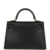 Hermes Kelly Sellier 20 Black Chevre Mysore Gold Hardware