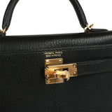 Hermes Kelly Sellier 20 Black Chevre Mysore Gold Hardware