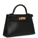 Hermes Kelly Sellier 20 Black Chevre Mysore Gold Hardware