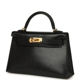 Hermes Kelly Sellier 20 Black Chevre Mysore Gold Hardware