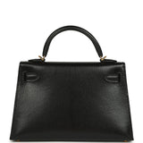 Hermes Kelly Sellier 20 Black Chevre Mysore Gold Hardware