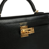 Hermes Kelly Sellier 20 Black Chevre Mysore Gold Hardware