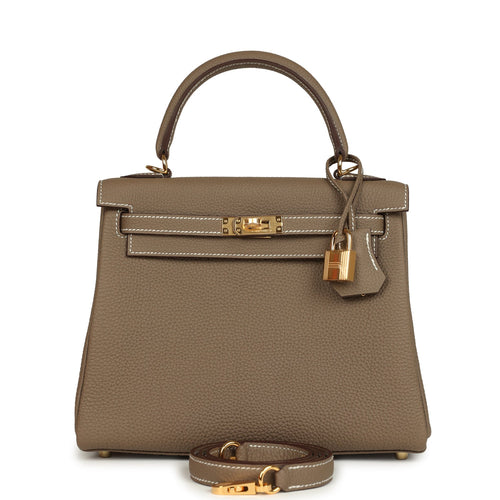 Hermes Kelly Retourne 25 Etoupe Togo Gold Hardware