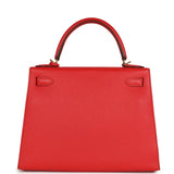 Pre-owned Hermes Kelly Sellier 28 Rouge Tomate Epsom Gold Hardware
