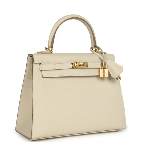 Hermes Kelly Sellier 25 Craie Epsom Gold Hardware