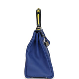 Pre-owned Hermes Au Trot Kelly Retourne 28 Bleu Electric Togo, Bleu Indigo, Lime, Vert Fonce Box Calf and Chevre Mysore Palladium Hardware - Thumbnail View 3