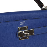 Pre-owned Hermes Au Trot Kelly Retourne 28 Bleu Electric Togo, Bleu Indigo, Lime, Vert Fonce Box Calf and Chevre Mysore Palladium Hardware - Thumbnail View 7