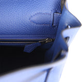 Pre-owned Hermes Au Trot Kelly Retourne 28 Bleu Electric Togo, Bleu Indigo, Lime, Vert Fonce Box Calf and Chevre Mysore Palladium Hardware - Thumbnail View 9