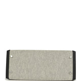 Hermes Kelly Sellier 28 Black Swift and Ecru-Black Toile H Canvas Palladium Hardware