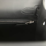 Hermes Kelly Sellier 28 Black Swift and Ecru-Black Toile H Canvas Palladium Hardware
