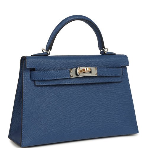 Hermes Kelly Sellier 20 Bleu Tie Epsom Electrum Hardware