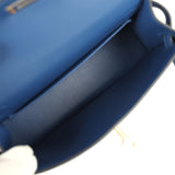 Hermes Kelly Sellier 20 Bleu Tie Epsom Electrum Hardware