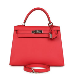 Pre-owned Hermes Kelly Sellier 28 Bougainvillea Epsom Palladium Hardware