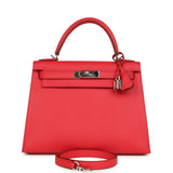 Pre-owned Hermes Kelly Sellier 28 Bougainvillea Epsom Palladium Hardware