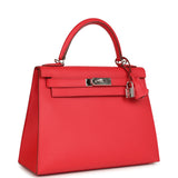 Pre-owned Hermes Kelly Sellier 28 Bougainvillea Epsom Palladium Hardware