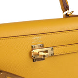 Pre-owned Hermes Kelly Sellier 25 Jaune Ambre Epsom Gold Hardware