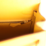 Pre-owned Hermes Kelly Sellier 25 Jaune Ambre Epsom Gold Hardware