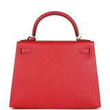 Pre-owned Hermes Kelly Sellier 28 Rouge Casaque Epsom Gold Hardware