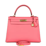 Pre-owned Hermes Kelly Sellier 28 Rose Lipstick Epsom Gold Hardware - Thumbnail View 1