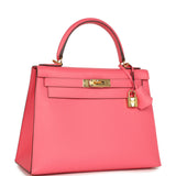 Pre-owned Hermes Kelly Sellier 28 Rose Lipstick Epsom Gold Hardware - Thumbnail View 2