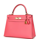 Pre-owned Hermes Kelly Sellier 28 Rose Lipstick Epsom Gold Hardware - Thumbnail View 5