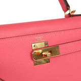 Pre-owned Hermes Kelly Sellier 28 Rose Lipstick Epsom Gold Hardware - Thumbnail View 7