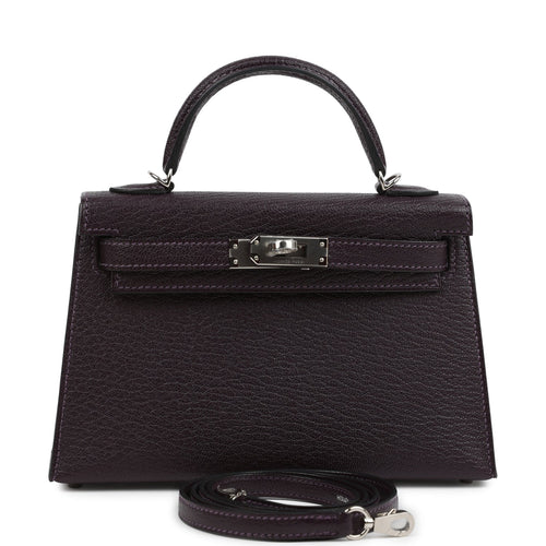 Hermes Kelly Sellier 20 Raisin Verso Chevre Mysore Palladium Hardware