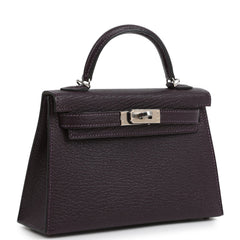 Hermes Kelly Sellier 20 Raisin Verso Chevre Mysore Palladium Hardware