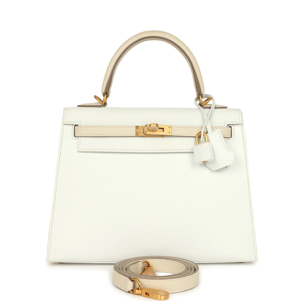 Hermes Special Order (HSS) Kelly Sellier 25 White and Trench Epsom Bru