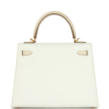 Hermes Special Order (HSS) Kelly Sellier 25 White and Trench Epsom Brushed Gold Hardware