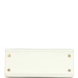 Hermes Special Order (HSS) Kelly Sellier 25 White and Trench Epsom Brushed Gold Hardware