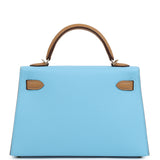 Hermes Special Order (HSS) Kelly Sellier 20 Bleu Celeste and Biscuit Epsom Permabrass Hardware