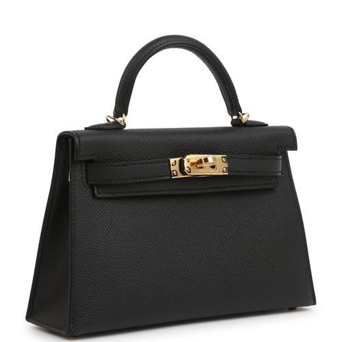 Hermes Kelly Sellier 20 Black Epsom Gold Hardware