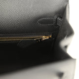 Hermes Kelly Sellier 25 Black Epsom Gold Hardware