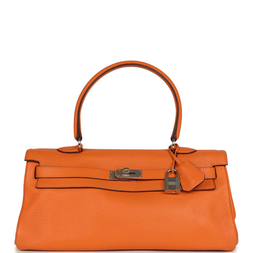 Vintage Hermes Shoulder Kelly 42 JPG Orange Clemence Palladium Hardware