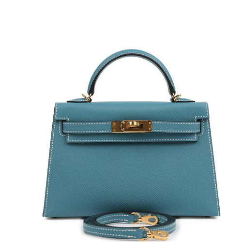 Hermes Kelly Sellier 20 Blue Jean Epsom Gold Hardware