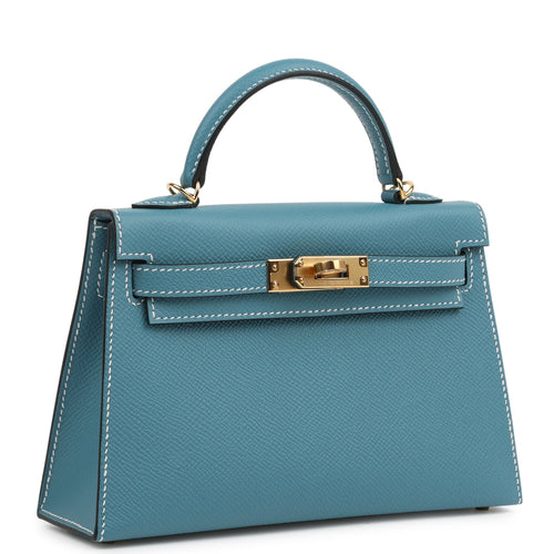 Hermes Kelly Sellier 20 Blue Jean Epsom Gold Hardware