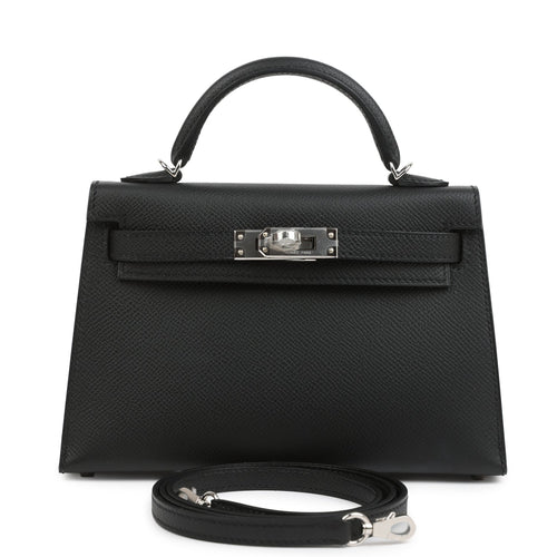 Hermes Kelly Sellier 20 Black Epsom Palladium Hardware