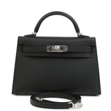 Hermes Kelly Sellier 20 Black Epsom Palladium Hardware