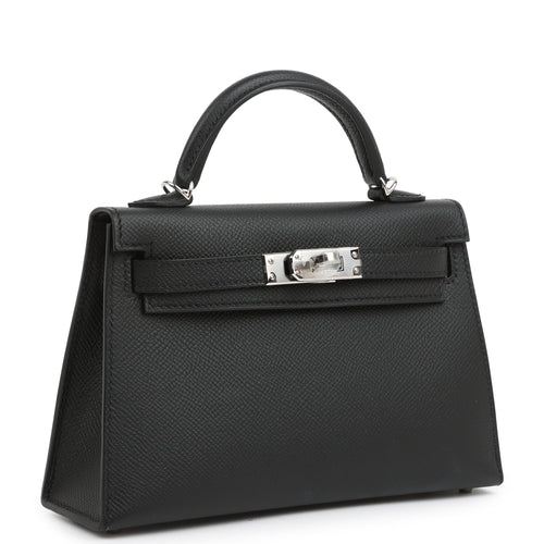 Hermes Kelly Sellier 20 Black Epsom Palladium Hardware
