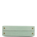 Hermes Kelly Sellier 20 Vert D'Eau Matte Porosus Crocodile Gold Hardware