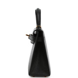 Pre-owned Hermes Kelly Sellier 20 Black Chevre Chamkila Gold Hardware