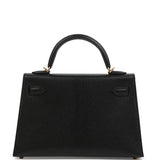 Pre-owned Hermes Kelly Sellier 20 Black Chevre Chamkila Gold Hardware