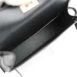 Pre-owned Hermes Kelly Sellier 20 Black Chevre Chamkila Gold Hardware