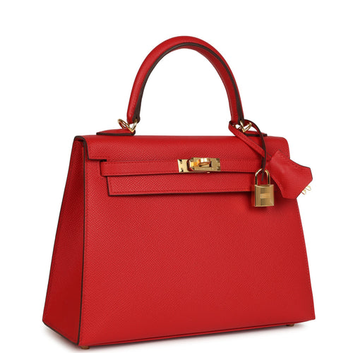 Hermes Kelly Sellier 25 Rouge Radieux Epsom Gold Hardware