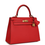 Hermes Kelly Sellier 25 Rouge Radieux Epsom Gold Hardware