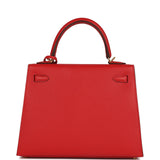 Hermes Kelly Sellier 25 Rouge Radieux Epsom Gold Hardware